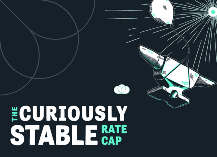 A quirky illustration of the curiously stable rate cap, featuring an anvil tied to a balloon
